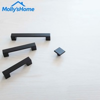 Poignée carrée polyvalente en aluminium noir mat pour porte de placard, quincaillerie moderne et contemporaine pour poignées de cuisine