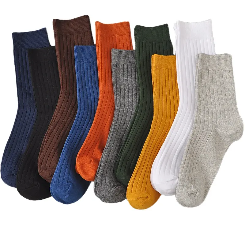 2024 plain socks solid color colour men thick Business Custom Men White Dress Socks