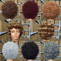 Perruque de style africain sans colle, franges épaisses, perruque courte bob, adaptée aux femmes noires, densité 180 %, entièrement tissée à la machine, qualité 12A