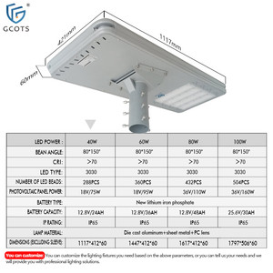 Farola Solar LED Integrada IP65 Impermeable de Alto Brillo con Batería de Litio Ferrofosfato Nueva de 6000K - Product Image 4