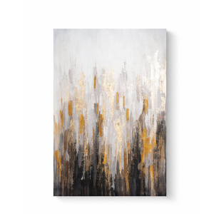 Cuadro Abstracto Texturizado con Hojas Doradas, Pintura al Óleo Vertical para Hotel, Arte de Pared Hecho a Mano en Lienzo, Óleo o Acrílico, Naturaleza Muerta, 50x70cm - Product Image 1