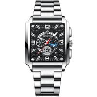 Montre carrée en quartz étanche de luxe pour homme, date, sport, cadran ajouré
