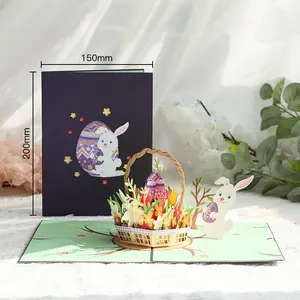 Hot Selling Easter Creative Neue 3D Pop-up Kaninchen Osterei Gruß karte Handschrift liche Nachricht Segen