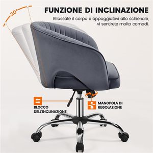 <span class=keywords><strong>Fauteuil</strong></span> de bureau Yaheetech, ergonomique, rembourré en velours, <span class=keywords><strong>fauteuil</strong></span> inclinable, réglable en hauteur, dossier ouvert, en alliage d'aluminium, foncé - Product Image 6