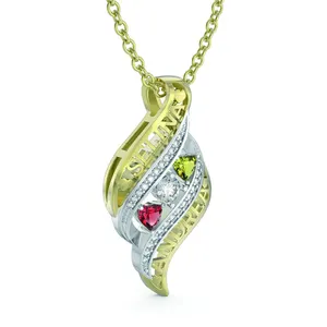 Nouveau collier de pierre de naissance avec nom personnalisé, bijoux de luxe imprimés en 3D