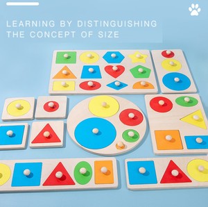In legno triangolo cerchio quadrato Montessori geometrico Puzzle bordo forma e colore Sorter Puzzle in legno educazione precoce per il bambino - Product Image 5