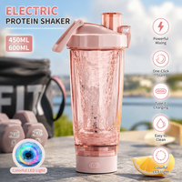 Bouteille shaker à protéines rechargeable par USB-C, mélangeur électrique premium, réutilisable, 600 ml, rose, emballage