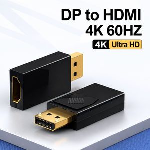 Adaptateur <span class=keywords><strong>DisplayPort</strong></span> vers HDMI 4K 60Hz plaqué or, <span class=keywords><strong>dongle</strong></span> DP mâle vers HDMI femelle pour moniteur, projecteur 4K Home Cinéma - Product Image 1