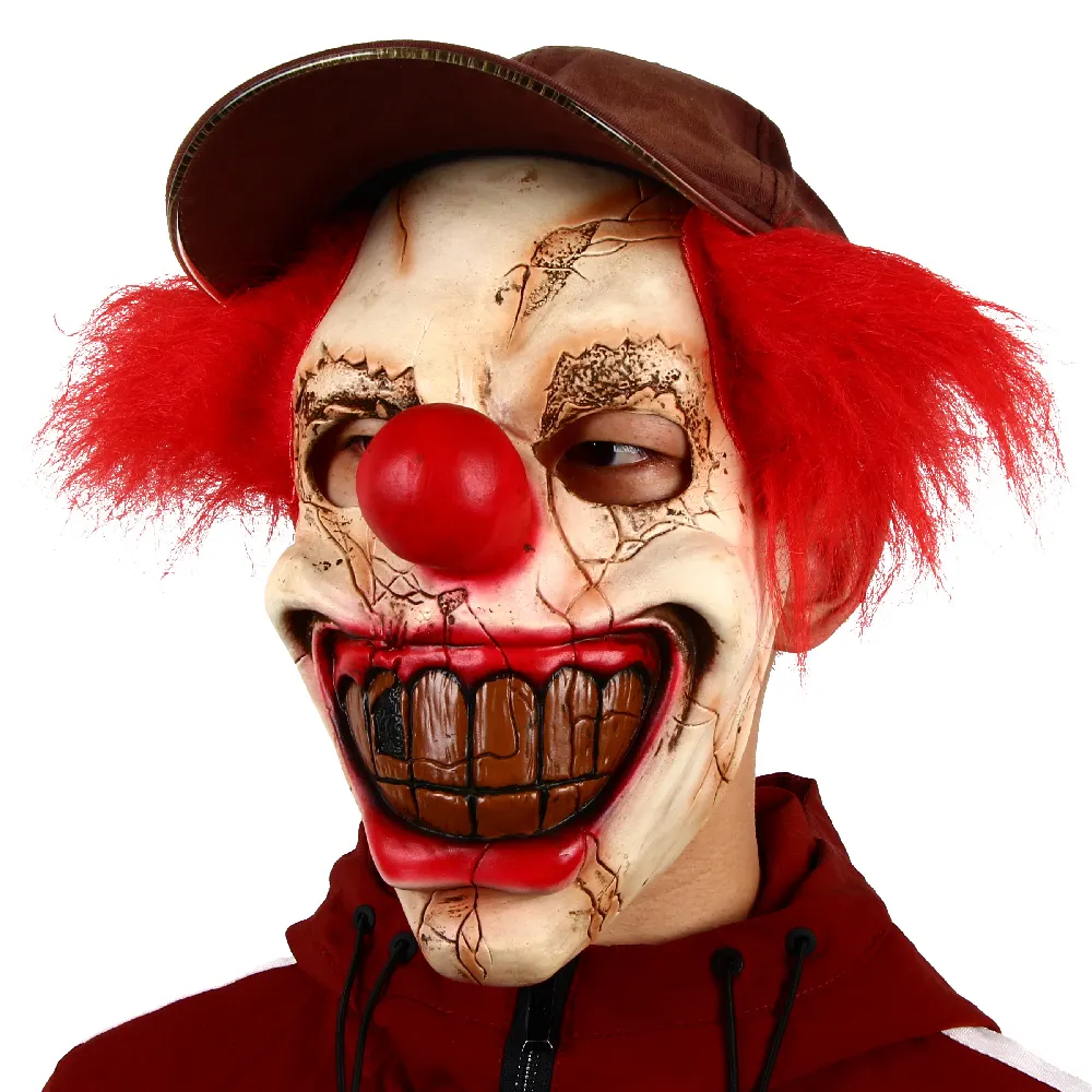 Scary Clown Mask Wide Smile Red Hair ICP Evil Adult Creepy Halloween Costume NEW 