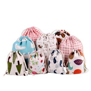 Sacs à cordon en coton et lin imprimés sur mesure 25x31cm, pochette fantaisie pour cadeaux, bijoux, bonbons, fêtes et événements - Product Image 6
