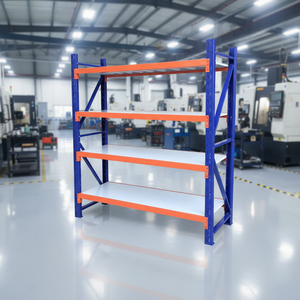 Scaffale a 3-4 Ripiani con Altezza Regolabile, Facile Installazione, in Acciaio Arancione <span class=keywords><strong>e</strong></span> Blu per Uso in Magazzino - Product Image 1