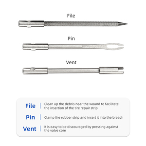 Kit de réparation de pneus <span class=keywords><strong>tubeless</strong></span> en alliage d'aluminium JOHORSE, outil d'urgence portable pour <span class=keywords><strong>crevaison</strong></span>, avec bandes de colle, pour <span class=keywords><strong>VTT</strong></span> et vélo de route, noir/argent - Product Image 3