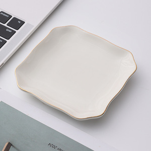 Bandeja y Plato de Cerámica Yixing Art <span class=keywords><strong>Deco</strong></span> con Borde Dorado para Exhibición de Joyas: Collares, Anillos y Pendientes - Product Image 6