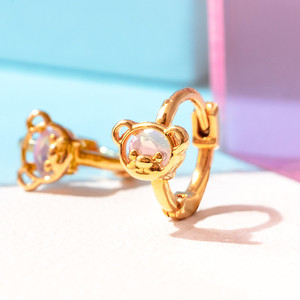 Versione coreana di Little Bear orecchini squisiti e compatti orecchini in zircone placcato oro 18k per ragazze - Product Image 3