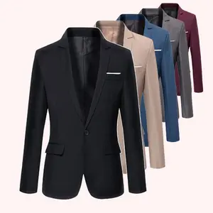 Mannen Jassen Goedkope Solid Slim Fit Pak Mode Plus Size Mannelijke Pak Jas Enkele Breasted Blazer