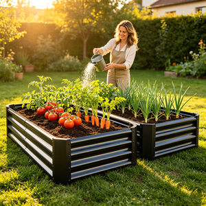 Jardinera Elevada Cuadrada Rústica de Acero Galvanizado, Paquete de 2, Gran Espacio para Cultivar Verduras, Hierbas y Flores (Envío desde Almacén en EE. UU.) - Product Image 6