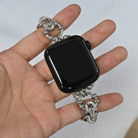Gran oferta, correa de acero inoxidable ajustable, correa de cadena Simple de lujo para Apple Watch y IWatch Series