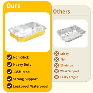 Disposable Gold Rectangular Eco-Friendly Food Grade Bowl 200ml Aluminium <b>Foil</b> <b>Container</b> with Plastic Lid Customised - Product Image 2