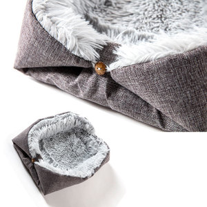 Dual-Use <b>Plush</b> <b>Cat</b> Nest Pet Bed Cute Square <b>Cat</b> Mat with Striped Pattern for Autumn and Winter for Reptiles - Product Image 2