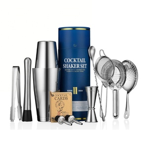 Ensemble de shaker à cocktails en vente flash avec support, kit complet de barman, ensemble de shaker Boston pour <span class=keywords><strong>bar</strong></span>, pub, restaurant - Product Image 1
