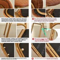 Chaise de salle à manger en cuir de style industriel américain avec pieds en métal vieilli, dossier, chaise de restaurant pour table à manger