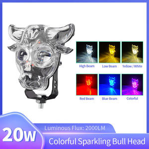 Nouveau phare de moto 12V 20W au design de vache, éclairage externe RVB coloré pour moto, lampe d'éclairage auxiliaire pour véhicule - Product Image 3