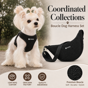 Harnais pour <span class=keywords><strong>chien</strong></span> en tissu bouclé avec logo personnalisé, collier et laisse pour <span class=keywords><strong>chien</strong></span> à étiquette privée, harnais anti-traction pour <span class=keywords><strong>chien</strong></span> et ensemble laisse - Product Image 3