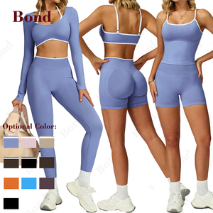 Bond donna tuta Yoga senza cuciture a contrasto di colore cava bella schiena a vita alta abbigliamento Fitness Outdoor <span class=keywords><strong>sport</strong></span> da corsa 5 tuta - Product Image 2