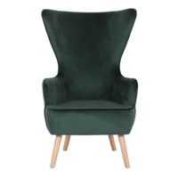 Fauteuil d'appoint moderne en velours orange capitonné à dossier haut avec pieds en bois et rembourrage en éponge pour chambre à coucher, coin lecture ou usage en entrepôt