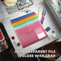 Carpeta de Archivos de Plástico Transparente A4 con Botón a Presión, Personalizable con Logotipo, Impermeable, con Bolsillo para Etiquetas, para Oficina, Escuela y Papelería