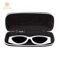 Étui à lunettes à texture lin, coque semi-rigide, pochette à fermeture éclair, boîte de rangement carrée pour lunettes de soleil