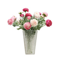 AR-228 ZUOYI 52CM 3 Têtes de fleurs de pivoine artificielles en tissu de soie de haute qualité, pivoines bordeaux pour le style INS