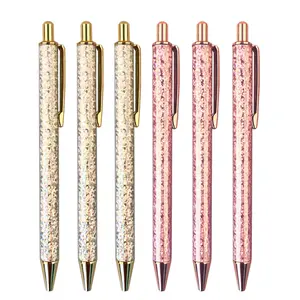 Işıltılı fantezi glitter tıklayın gül glod tükenmez kalem ile kızlar için Pretty sevimli kalemler Metal İlham kalem tıklayın