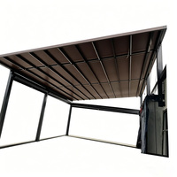 Auvent de terrasse rétractable moderne en aluminium gris avec éclairage LED, robuste, pour extérieur, fixation murale, motorisé électrique/manuel