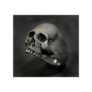 Hot Selling Custom Size Retro Feiner Schädel Ring Ornament Mann Rock Gothic Punk Thema Schmuck Ring Für Mann Geschenk