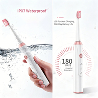 Brosse à dents électrique sonique rechargeable portable IPX7 avec logo personnalisé, pour adultes, avec têtes de rechange