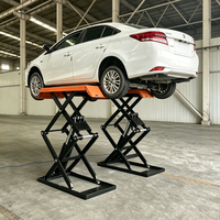Dongkrak Mobil Hidrolik Silinder Ganda Ultra Tipis, Pengangkat Gunting Otomatis untuk Garasi, Dongkrak Mobil Bertingkat Tinggi