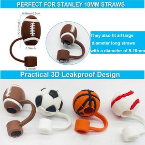 Capuchons de paille anti-poussière multi-designs en silicone/PVC de 10 mm compatibles avec les gobelets Stan Ley de 20, 30 et 40 oz - Product Image 3