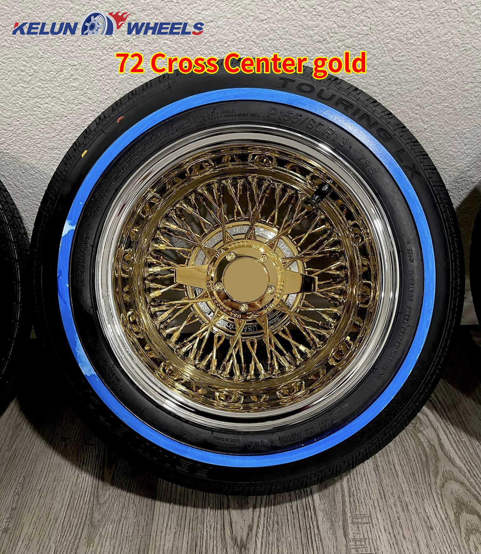 パーツ GOLD RIVER Zenith Style 13x7 Rev 72 Cross Lace Gold Nipples & Hub Ring