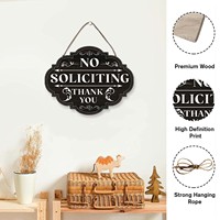 Panneau « Pas de sollicitations » en bois naturel, plaque suspendue Art Déco, décorations amusantes personnalisées, panneaux décoratifs pour la maison, la porte d'entrée, le mur