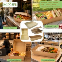 Boîte alimentaire compostable en fibre de bambou 8,07"x4,21"x3,03" – Contenant jetable pour plats à emporter, boîte à lunch, emballage alimentaire en gros pour restaurants