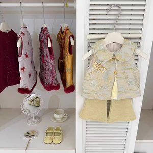 Tongxingyuan Girls Chinese Style Vest Top And Flared <b>Pants</b> Set Thick Cotton Winter Two Piece Outfit - Product Image 2