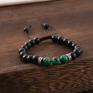 Crystal <b>Beaded</b> <b>Bracelet</b> With Micro Inlaid Zircon Woven Adjustable Men's Jewelry Gift 16g Yiwu Origin - Product Image 2