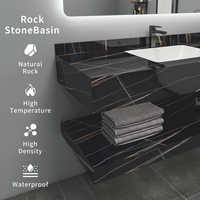 Meuble de salle de bain moderne et personnalisable avec panneau rock, miroir intelligent, projet de vente en gros, meuble sous-vasque, salle de bain avec lavabo