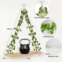 Étagères flottantes en macramé, sans perçage, style bohème, étagère suspendue, lierre artificiel, lumières LED, décoration végétale, salon, chambre à coucher, dortoir
