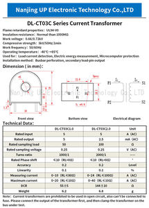 NJXSE DL-CT03CL 1000/1 2000/1 Micro transformateur de courant 1A/1mA 5A/5mA 20A/10mA fil conducteur annulaire inductance mutuelle prix usine - Product Image 5