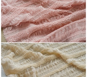 Multicolore plissettato estate stretch <span class=keywords><strong>chiffon</strong></span> camicia tessuto in legno orecchio ricamo tessuto per cuscino a righe panno decorativo - Product Image 5