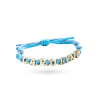 Bracelet ajustable en corde tressée bleue avec breloques lettres capitales personnalisées – Accessoire de mode promotionnel très prisé