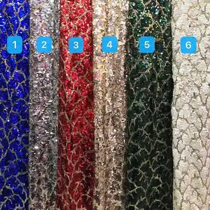 OEM ODM Wedding dress Glitter Embroidery patterned heavy sequin embroidered fabric