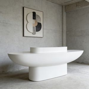 CR006 Commercial Use FRP Artistic Musical Note Reception Counter for Coffee Shop <b>Bar</b> Gym Spa Pet Clinic Library - Product Image 4